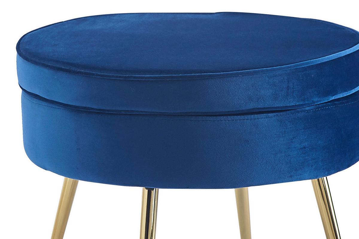 Hocker Dunkelblau B: 52 Cm - Goldfarben/Dunkelblau, MODERN, Textil (52/41/52cm) - Livetastic