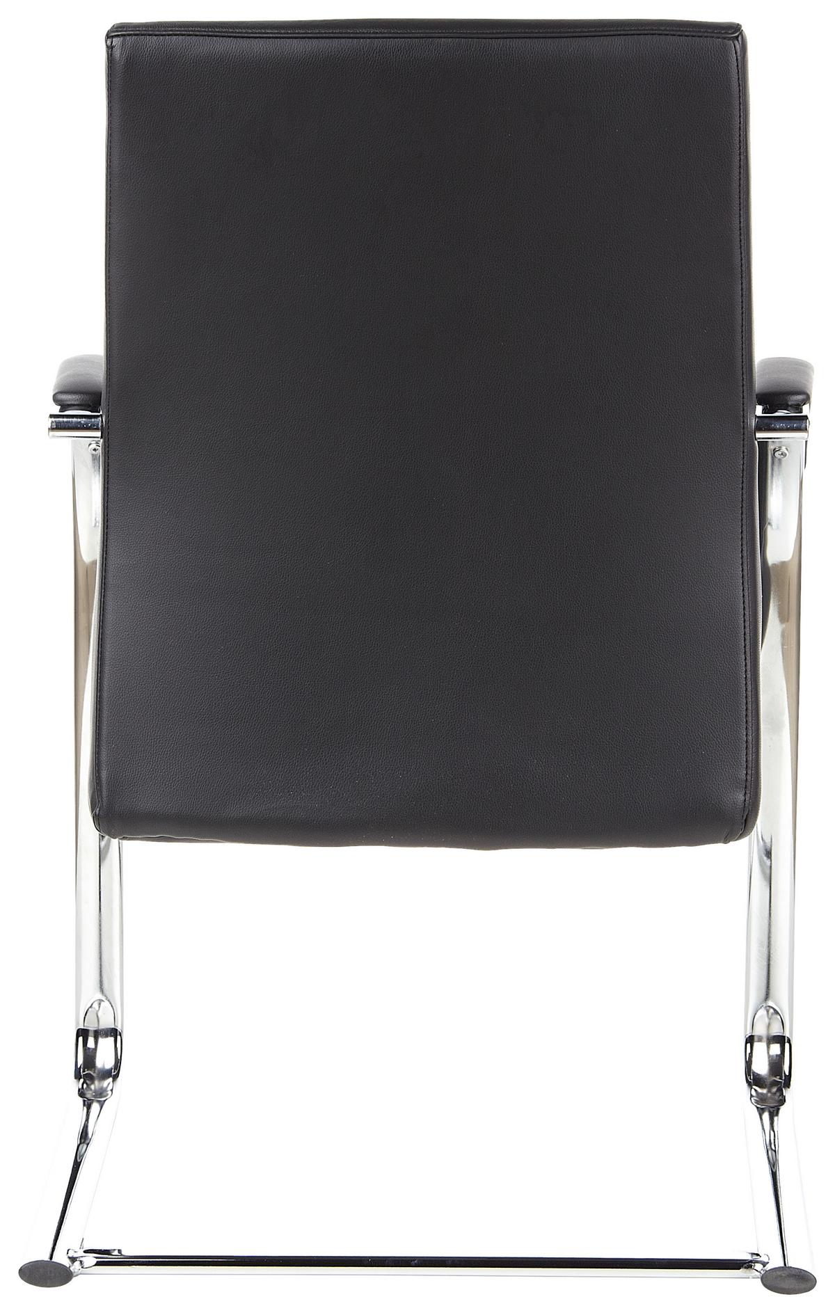 Besucherstuhl Barolo V Schwarz - Schwarz/Alufarben, MODERN, Leder/Textil (60/101/49cm) - MID.YOU