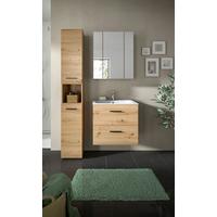 Badezimmer Ice Eiche Artisan Dekor B: 90cm - Schwarz/Eiche Artisan, Basics, Keramik/Holzwerkstoff (90cm) - MID.YOU