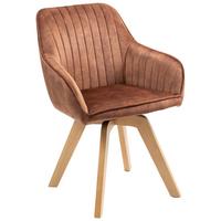 Armlehnstuhl Hanna drehbar Samt Braun,sitzfl. 180° Drehb. - Buchefarben/Braun, KONVENTIONELL, Holz/Textil (63/83/63cm) - MID.YOU