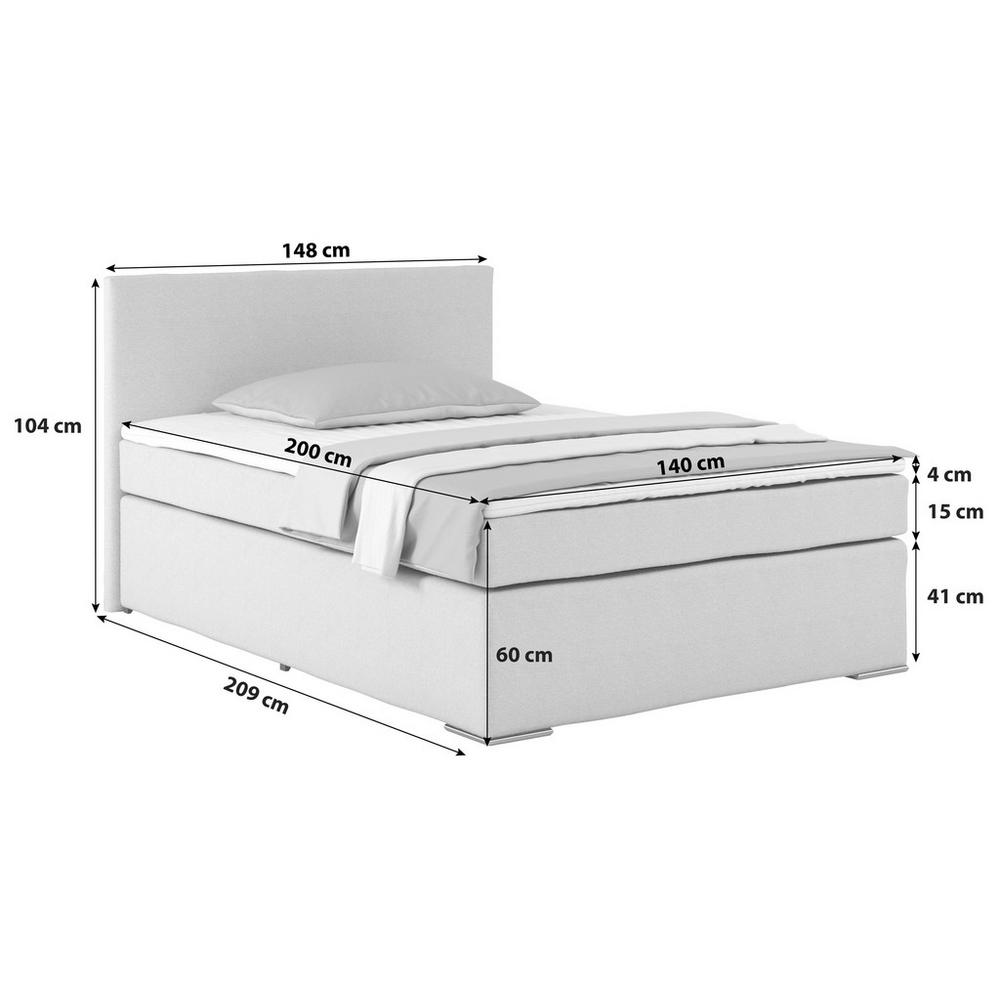 Postel Boxspring NERO PL: 140/200 cm, šedá/černá