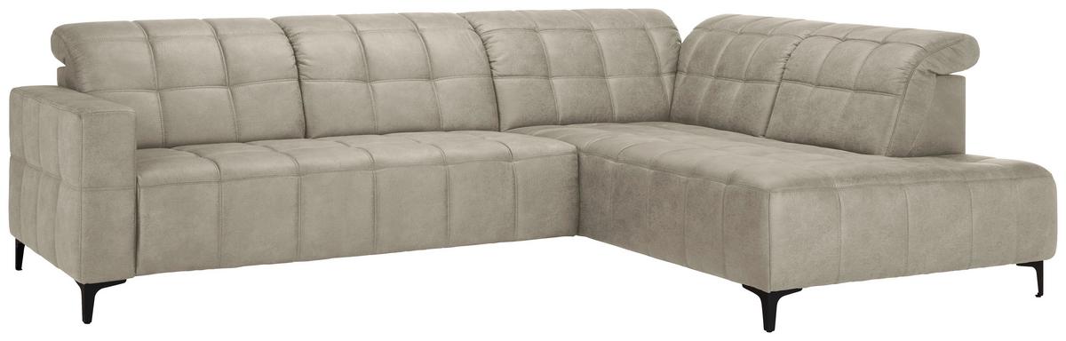 Rohová sedačka PANAMA, pravá, sivá - čierna/sivá, Konventionell, kov/textil (304/89-102/216cm) - Premium Living