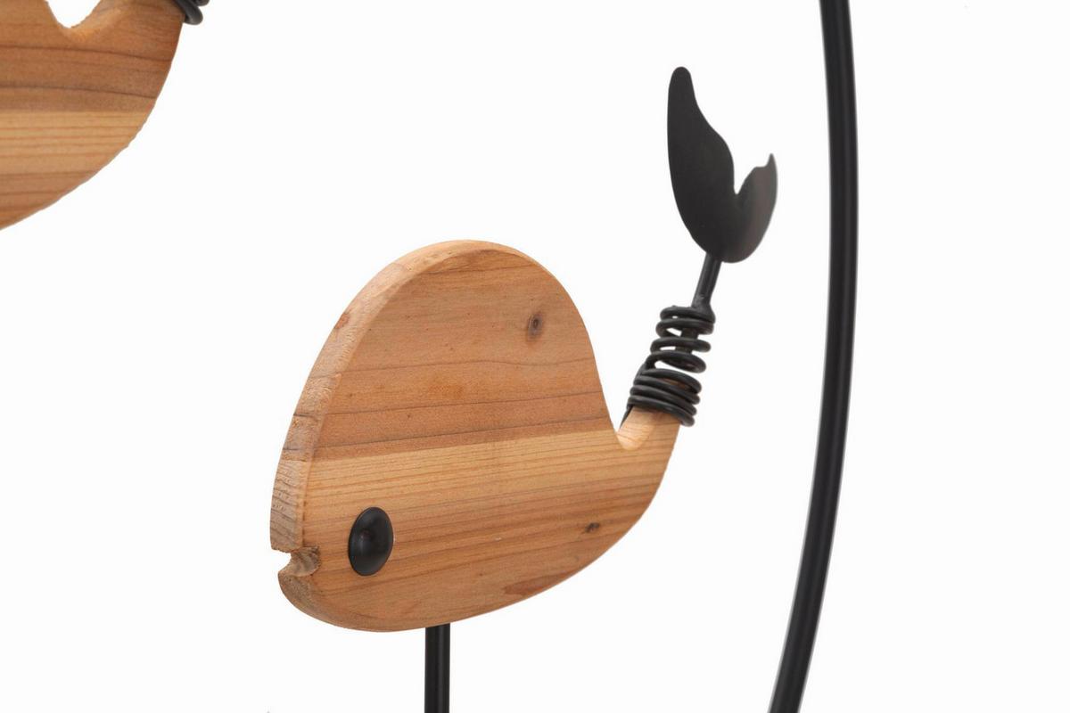 Wanddeko Balene Naturfarben, Schwarz B: 56 cm - Schwarz/Naturfarben, Basics, Holz/Metall (56/60/2cm)
