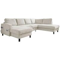 Wohnlandschaft Molly Beige U: 148x298x198 cm - Beige/Schwarz, Textil (148/298/198cm) - MID.YOU