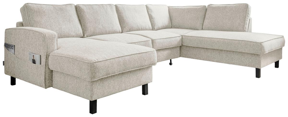 Wohnlandschaft Molly Beige U: 148x298x198 cm - Beige/Schwarz, Textil (148/298/198cm) - MID.YOU