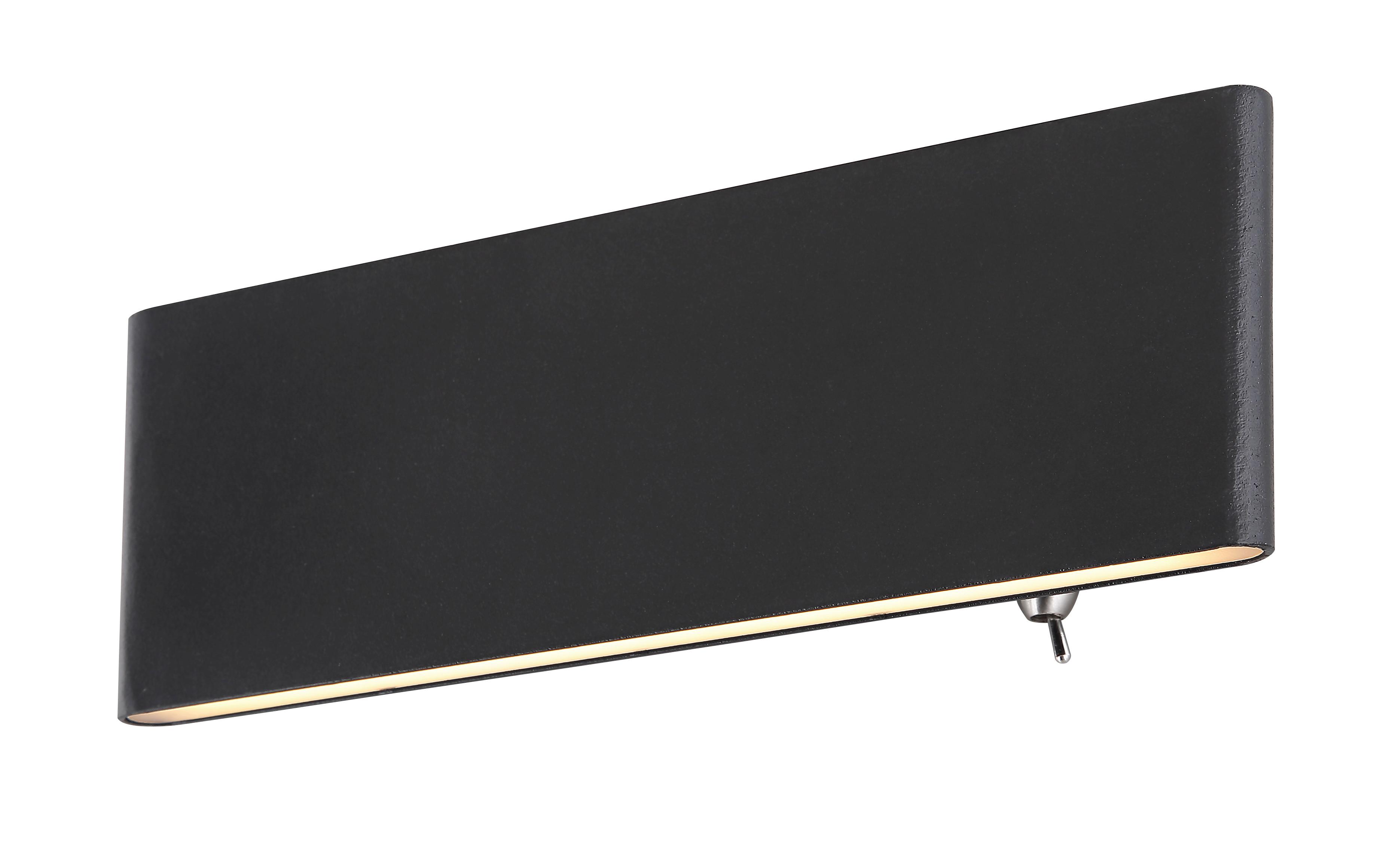 LED-Wandleuchte 1-Flammig mit Kippschalter - Opal/Schwarz, Design, Kunststoff/Metall (22,5/4,5/8cm) - Globo