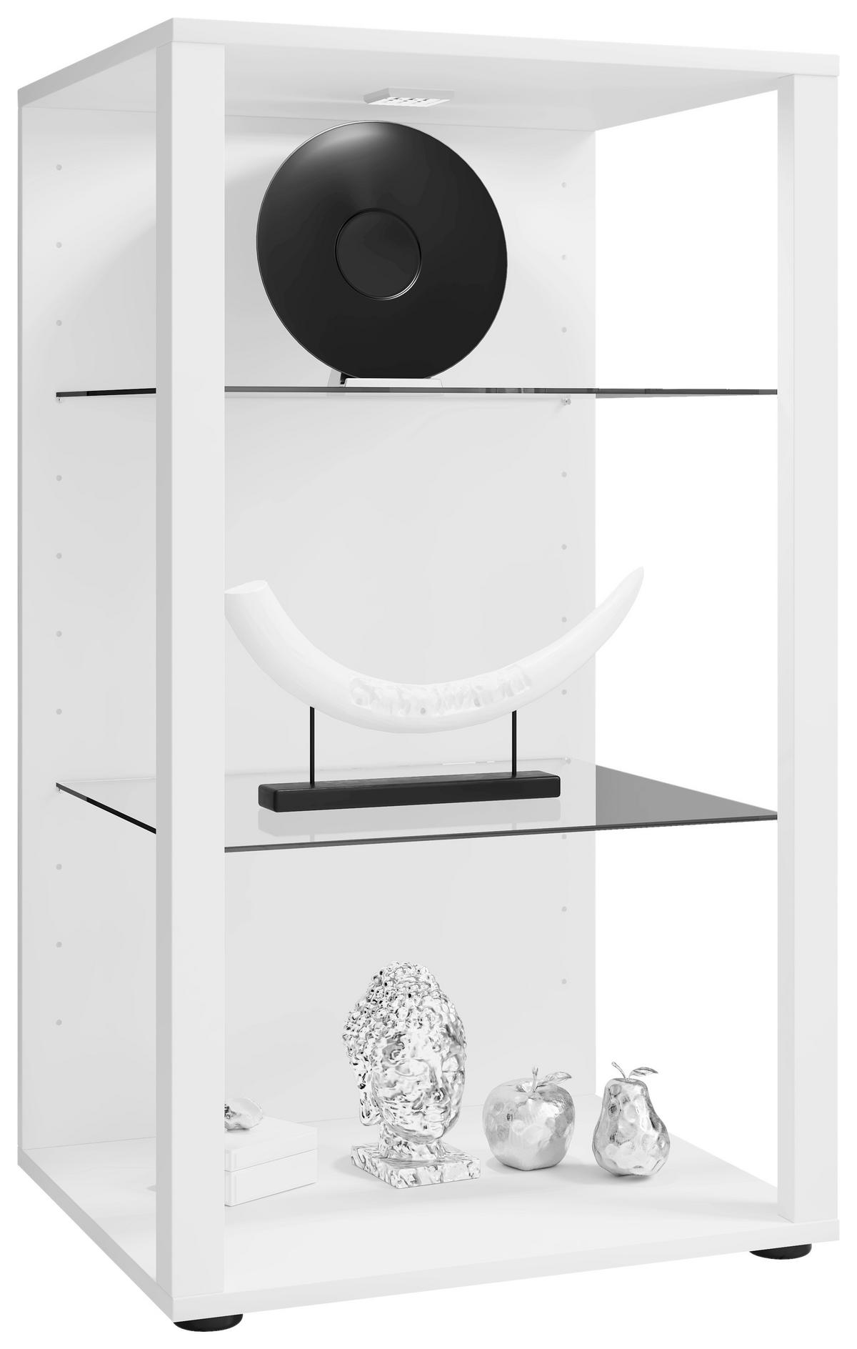Vitrína GLASOL XXL, biela - čierna/biela, Modern, kompozitné drevo/plast (52/90/44cm) - MID.YOU