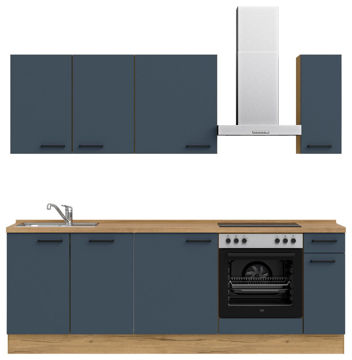 Küchenleerblock Easytouch Low-Line, L9 Rechts - Blau/Eichefarben, MODERN, Holzwerkstoff (240cm) - Nobilia