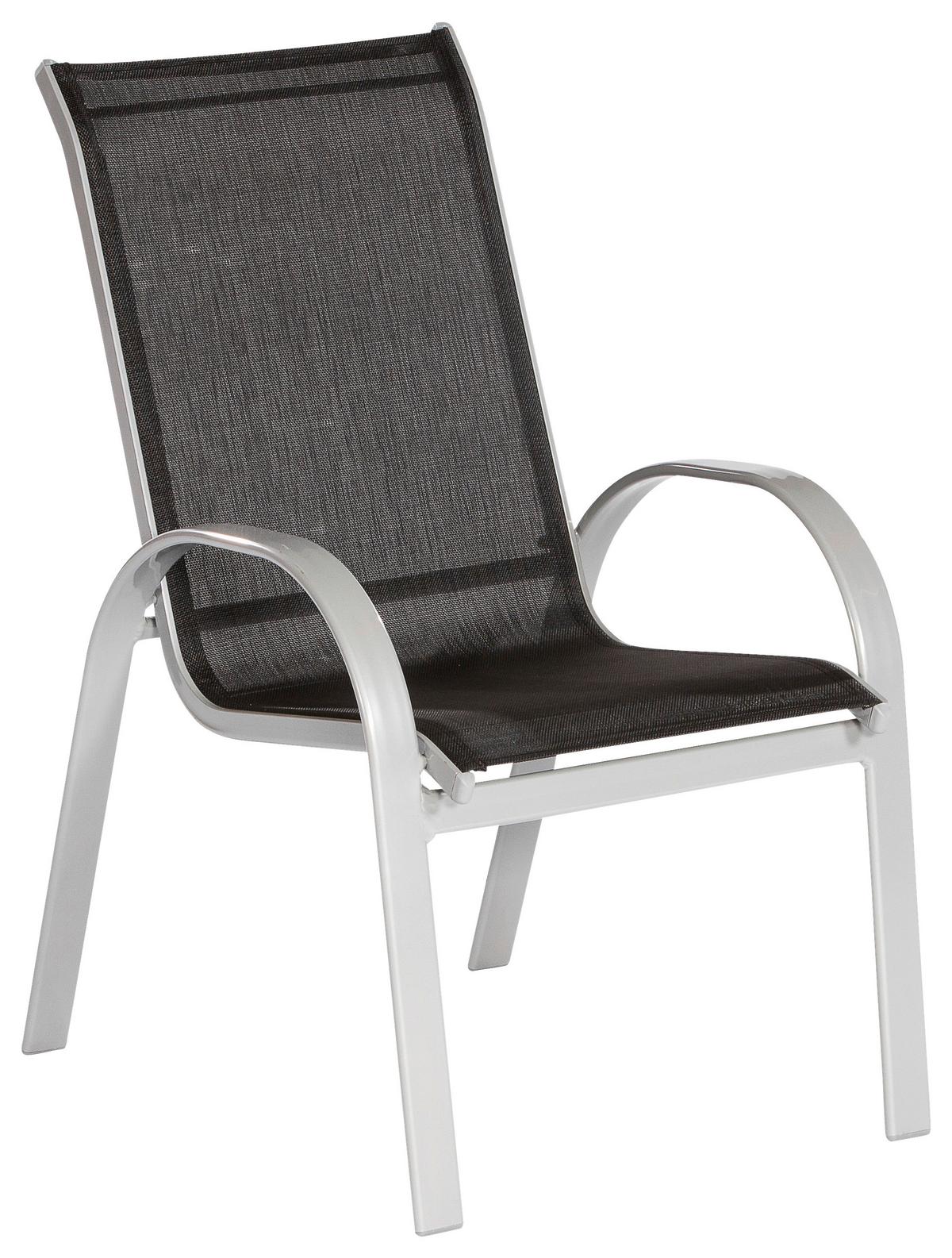 Gartenmöbel Set 5tlg. Amalfi aus Aluminium - Silberfarben/Schwarz, MODERN, Textil/Metall - Gardenson