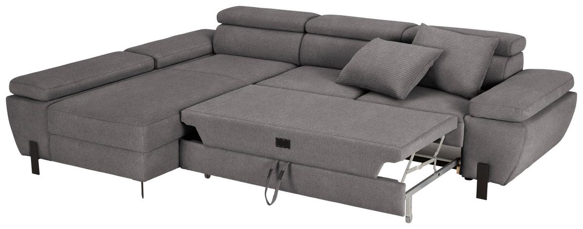 Rohová sedačka MILNA, ľavá, tmavosivá - čierna/tmavosivá, Modern, kov/textil (189/277cm) - Mömax