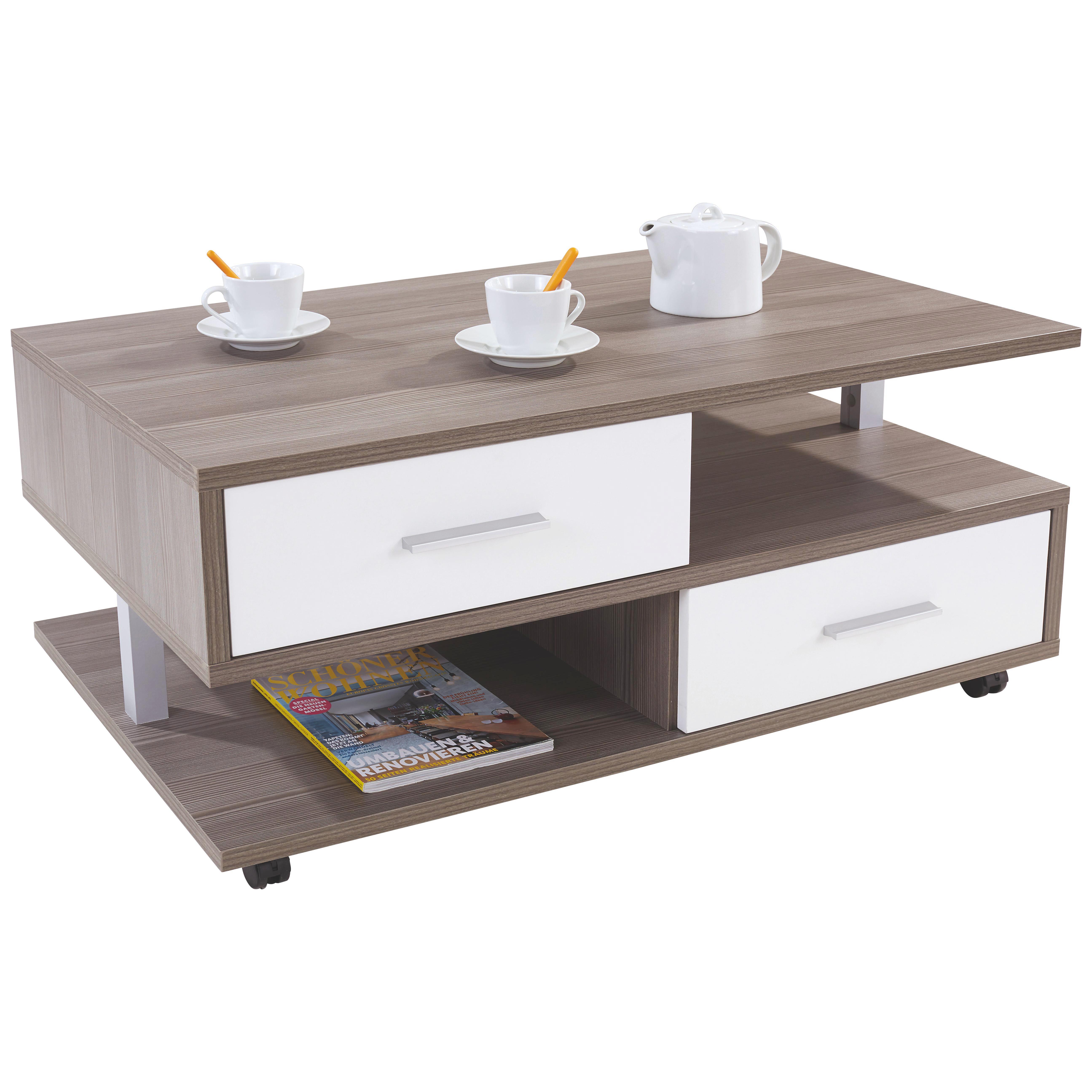 Couchtisch mit 4 Schubladen und Rollen