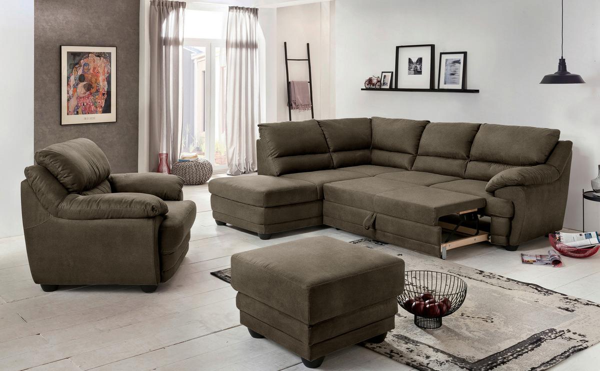 Ecksofa mit Schlaffunktion Nebolo Grau S. 225x246cm - Schwarz/Grau, Design, Textil (225/246cm) - Livetastic