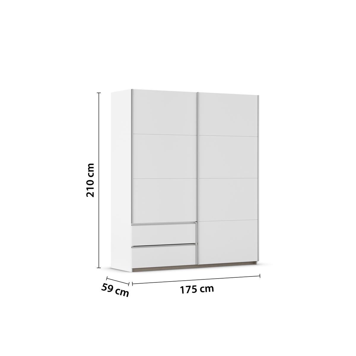 Schwebetürenschrank Stoke Weiß B: 175 Cm - Weiß, MODERN, Holzwerkstoff (175/210/59cm) - Rauch Möbel