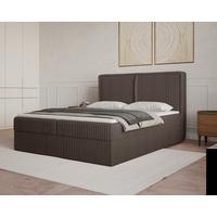 Boxbett Barcelona mit Topper 140x200 - Schwarz/Braun, MODERN, Holz/Kunststoff (140/200cm) - Livetastic