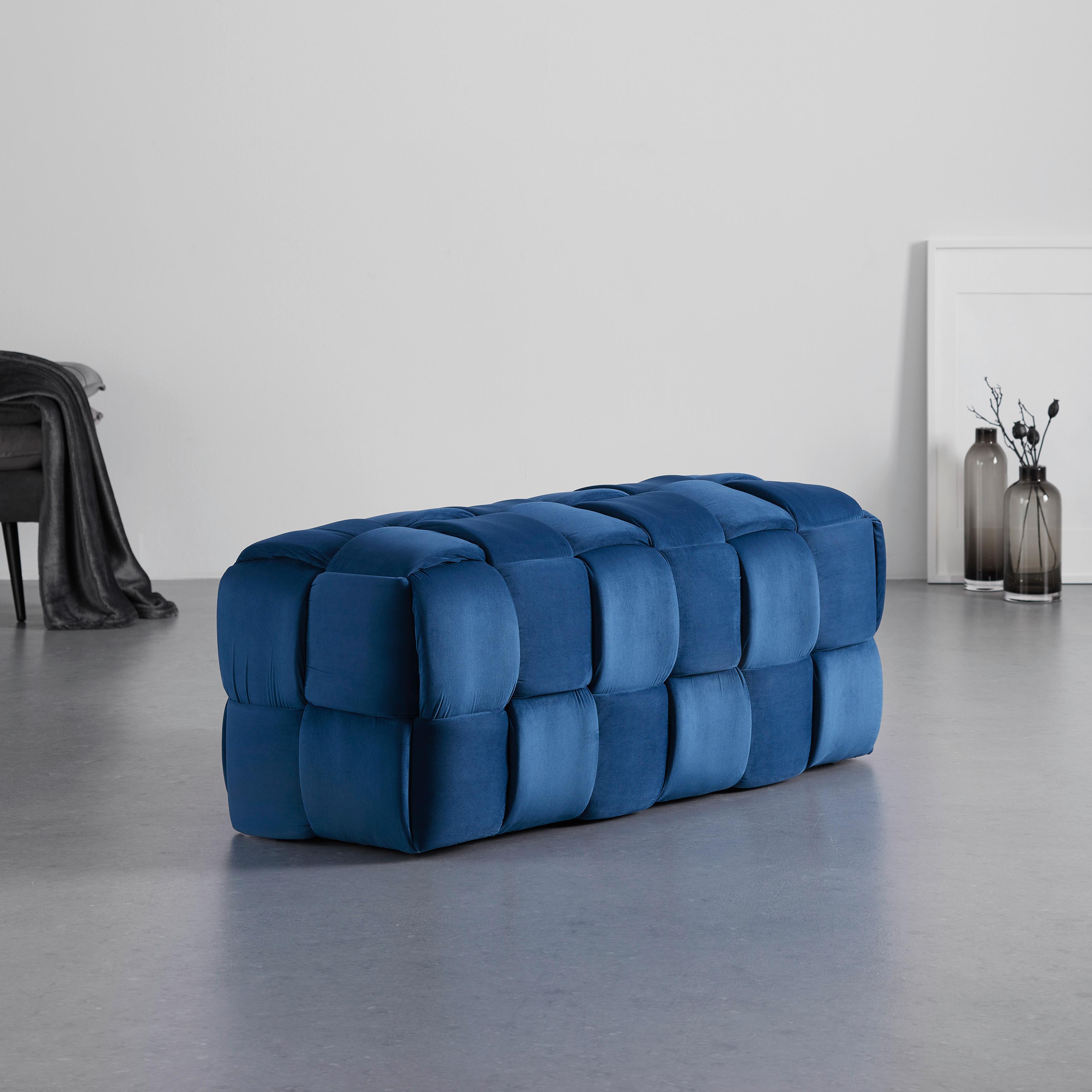 Moderní Lavice Ella Modrá - modrá/černá, Moderní, dřevo/textil (118/47/47cm) - Bessagi Home