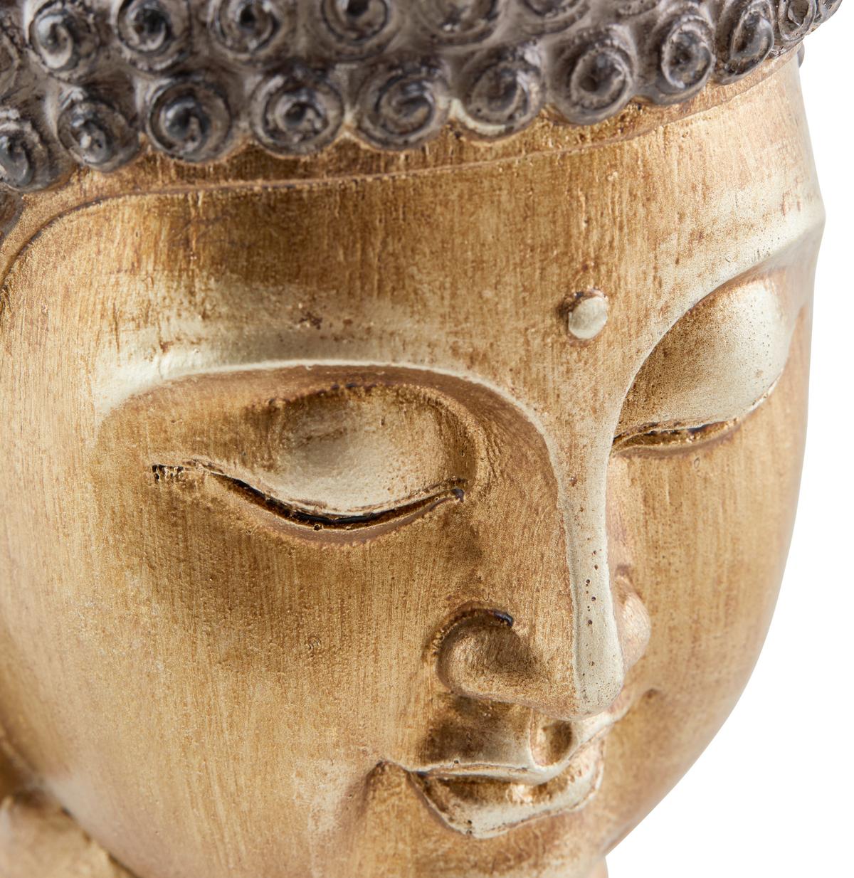 Dekofigur Buddhakopf H: 13 cm Kunststoff für In- und Outdoor - Goldfarben/Braun, LIFESTYLE, Kunststoff (8,5/13cm) - Luca Bessoni