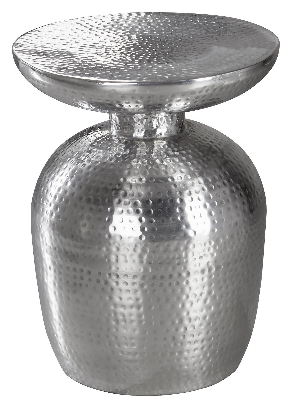 Beistelltisch Orientalisch Rund Delyla, Silberfarben - Silberfarben, LIFESTYLE, Metall (36,5/36,5/46cm) - MID.YOU