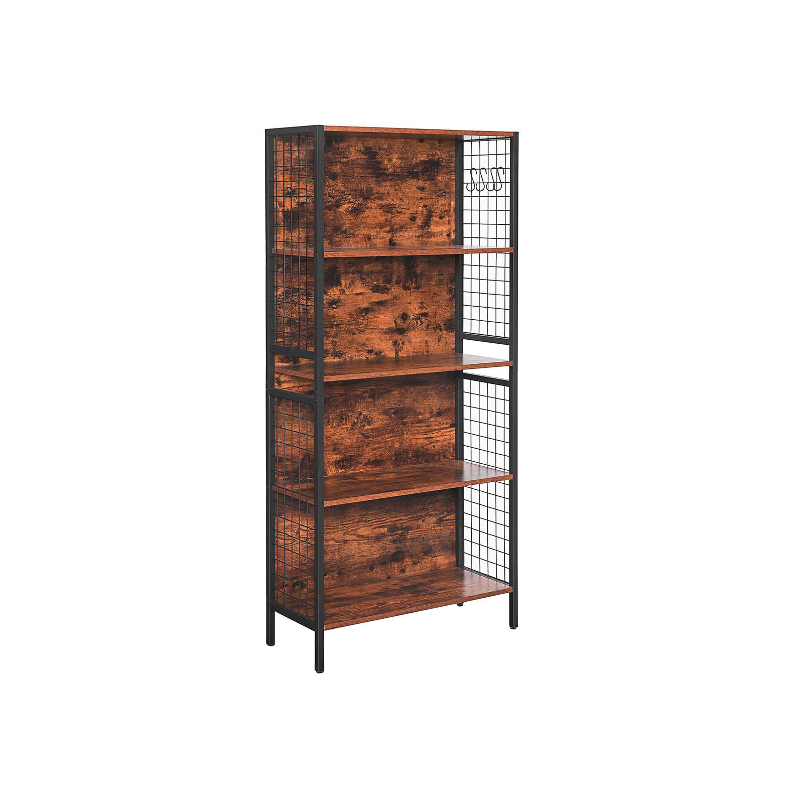 Nástenná knižnica IRON - hnedá/čierna, Basics, kov/kompozitné drevo (74/154,5/30cm) - Boxxx
