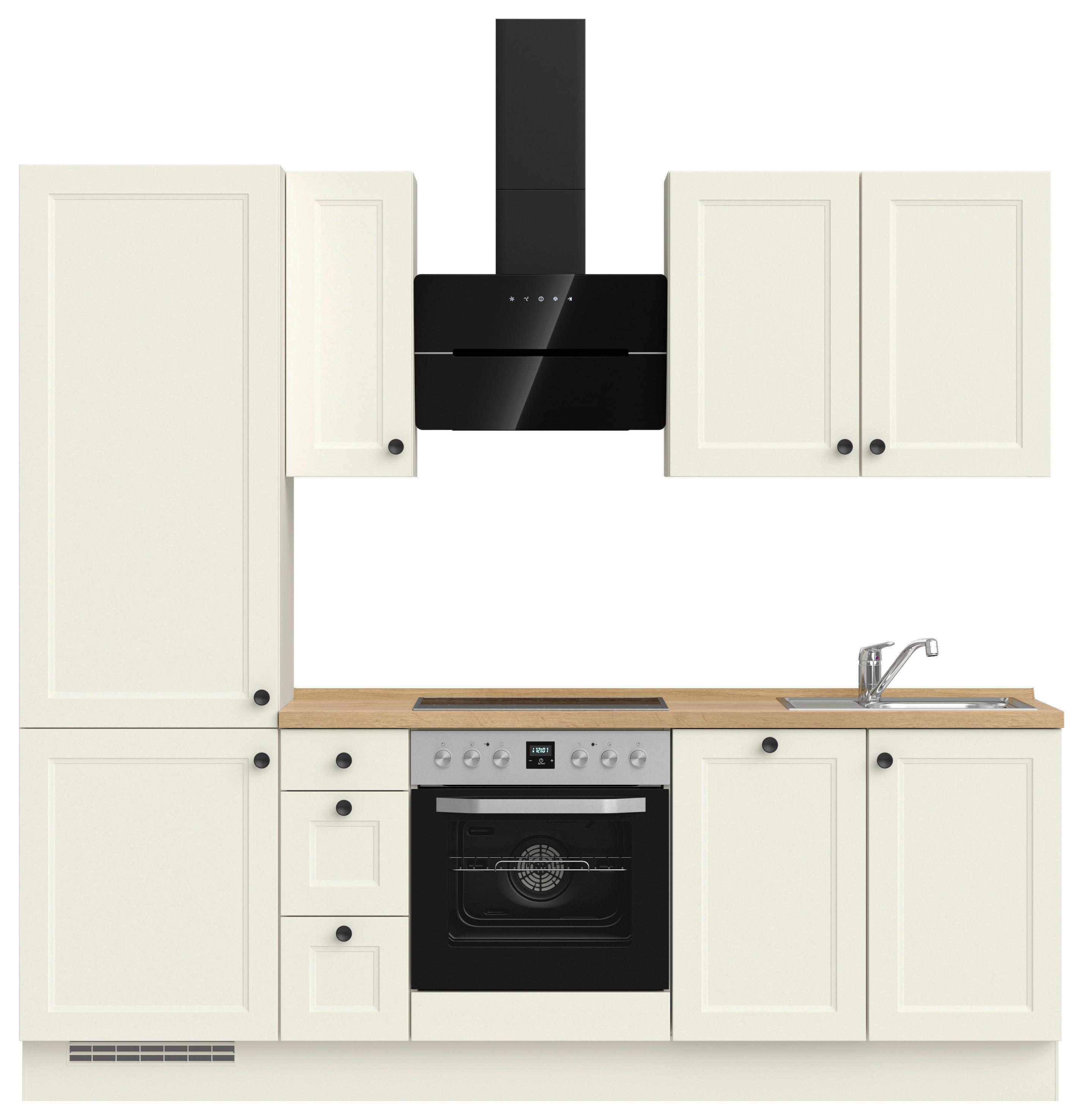 Kuchynská linka 240 cm, biela/dekor dub Sierra - čierna/biela, Modern, kov/kompozitné drevo (240cm) - Nobilia