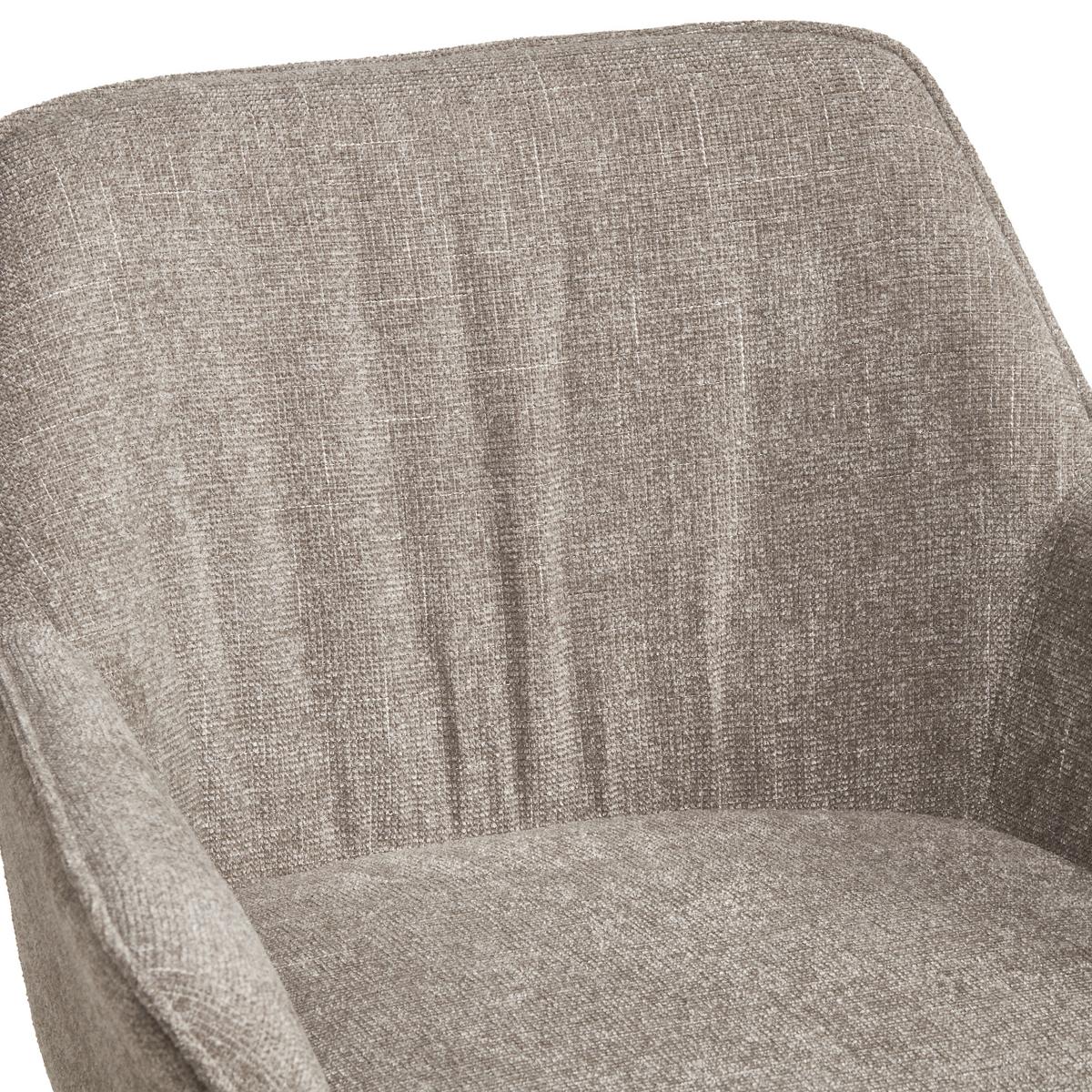 Barhocker Pim mit Armlehne Leinenoptik Taupe, B: 57 cm - Taupe/Schwarz, KONVENTIONELL, Holz/Textil (57/105/57cm) - MID.YOU