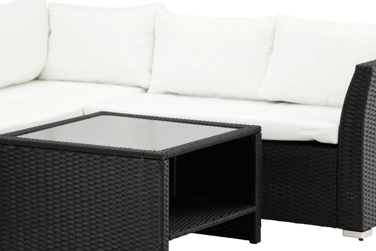Loungegarnitur 4-Tlg Haiti aus Kunststoff mit Kissen - Schwarz, KONVENTIONELL, Kunststoff - Gardenson