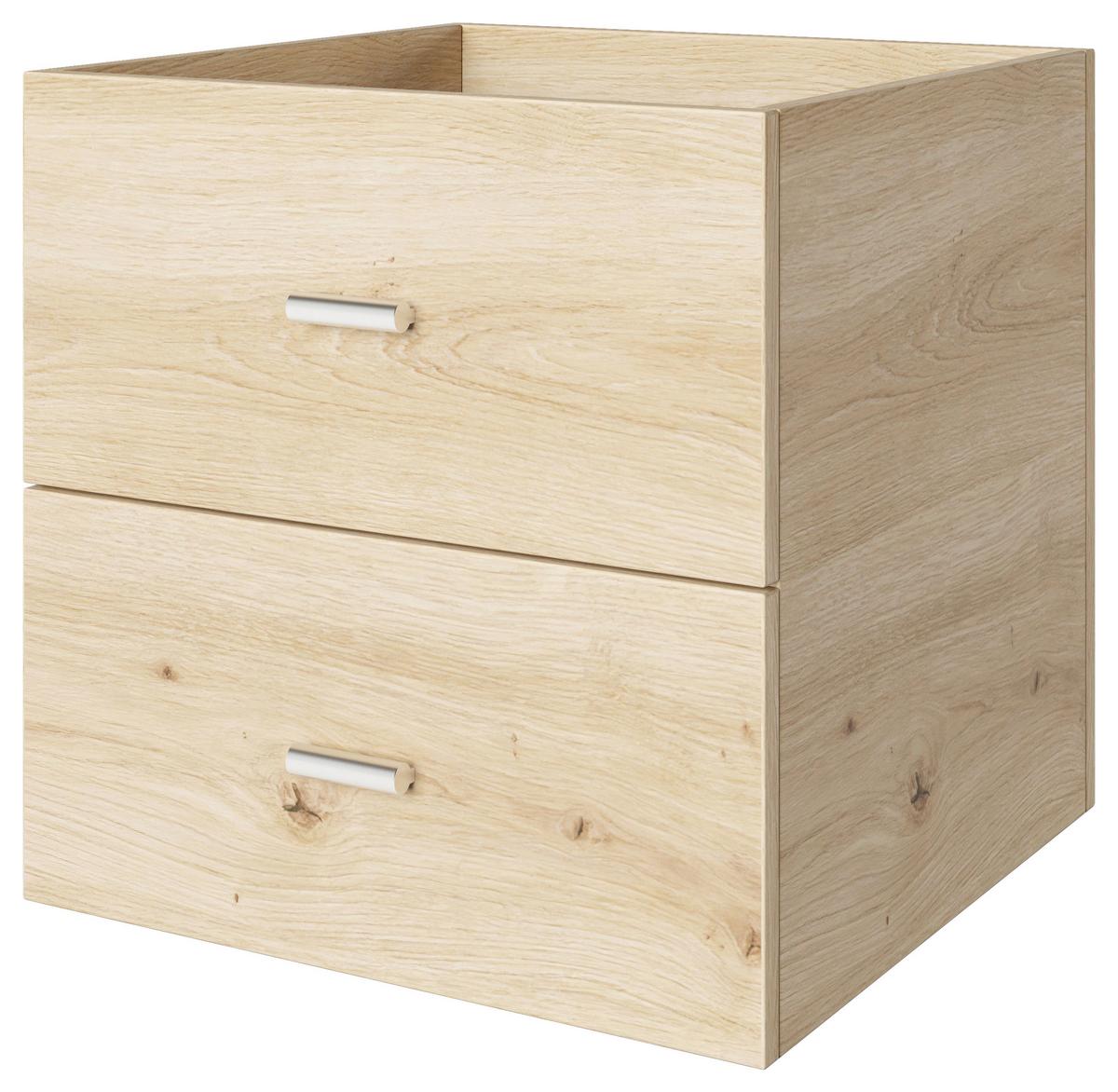 Doppelschublade Fortuna - Eichefarben/Eiche Artisan, Basics, Holzwerkstoff (34/34/33,4cm) - MID.YOU
