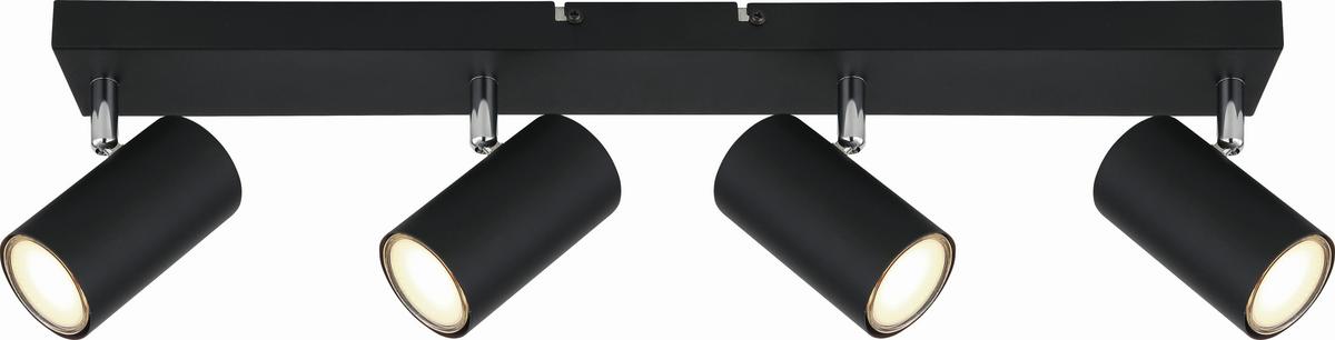 Strahler Felix 4-flammig Verstellbar L: 56 Cm - Schwarz, MODERN, Metall (56/10/12cm) - Luca Bessoni