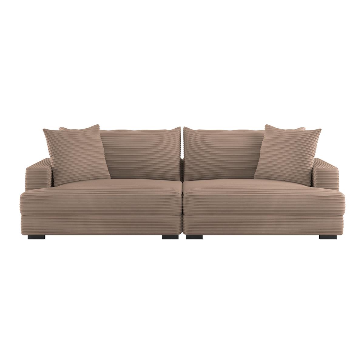 Big Sofa Pelle Mit Kissen B: 261 Cm Braun - Wengefarben/Braun, Trend, Textil (261/124cm) - Luca Bessoni