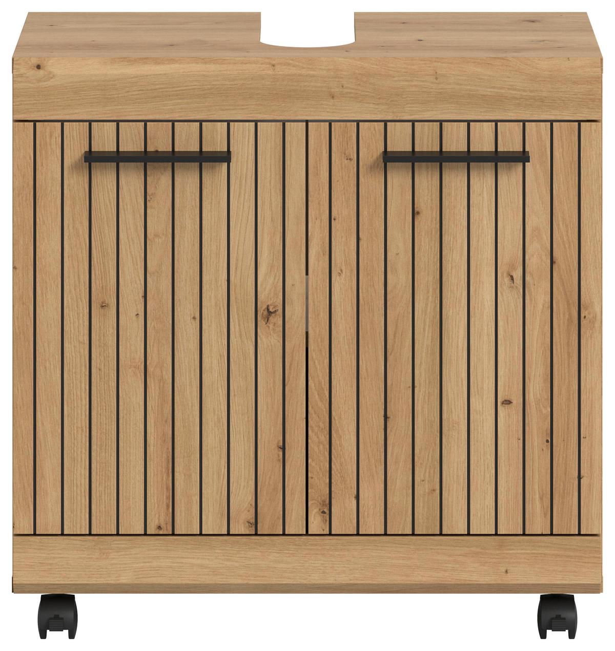 Waschbeckenunterschrank Scout Eiche Artisan Dekor B: 60cm - Schwarz/Eiche Artisan, Trend, Holzwerkstoff (60/60/34cm) - MID.YOU