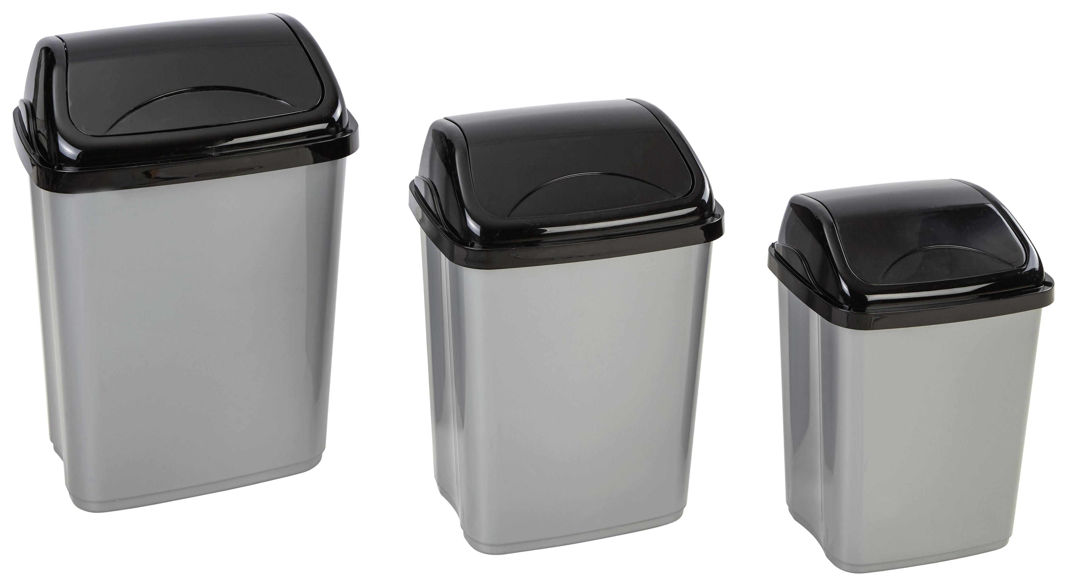 Schwingdeckeleimer Julien 26 L Kunststoff Grau/schwarz - Schwarz/Grau, Basics, Kunststoff (26,3/50,3/33,5cm) - Homezone