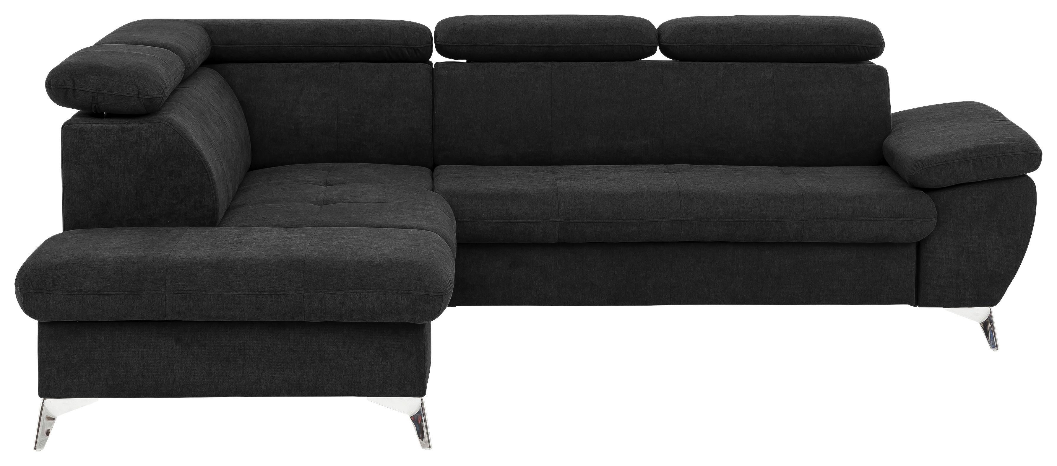 Ecksofa Mit Schlaffunktion Und Bettkasten Gisele Schwarz - Chromfarben/Schwarz, KONVENTIONELL, Textil (209/256cm) - Livetastic