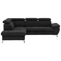Ecksofa Mit Schlaffunktion Und Bettkasten Gisele Schwarz - Chromfarben/Schwarz, KONVENTIONELL, Textil (209/256cm) - Livetastic