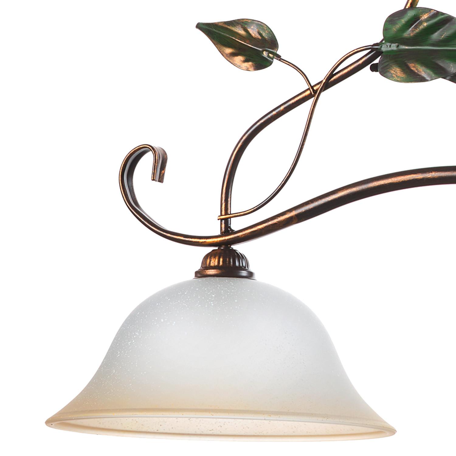 Hängeleuchte 4620/2 - Bronzefarben/Olivgrün, Natur, Glas/Metall (80/45/110cm)