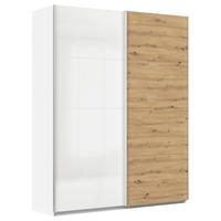 Schwebetürenschrank Feldkirch 181 Maxihöhe - Weiß Hochglanz/Eiche Artisan, MODERN, Holzwerkstoff (181/229/62cm)