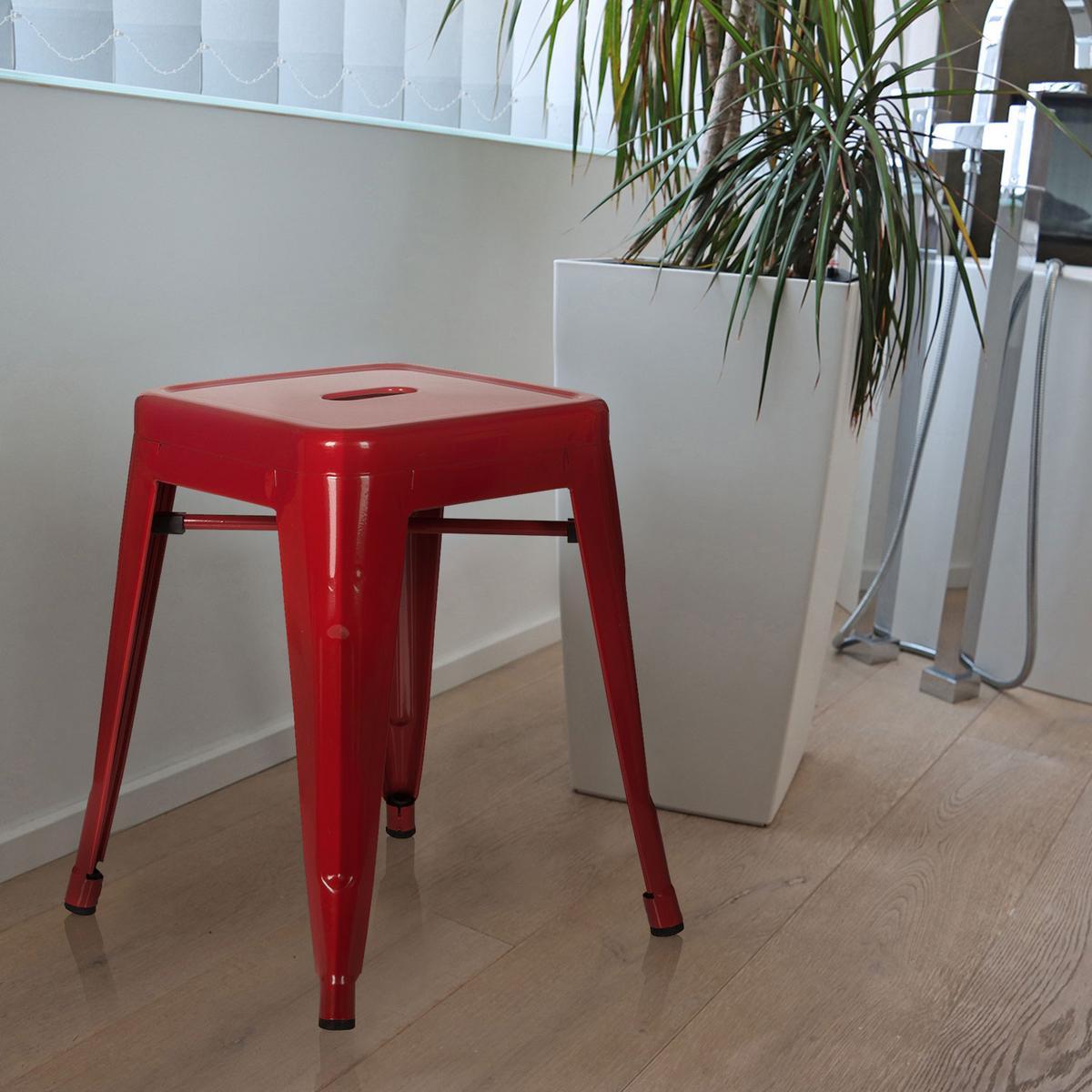 Hocker Vantaggio Stahl Rot H: 46 Cm Stapelbar - Rot, Basics, Metall (39/46/39cm) - MID.YOU