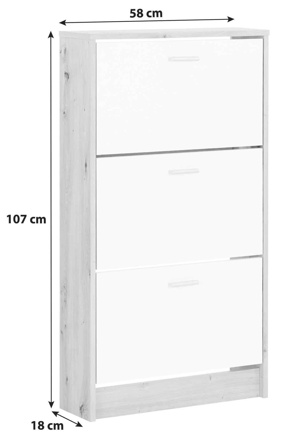 VÝKLOPNÁ SKRINKA NA TOPÁNKY DA13 - biela/farba duba, Modern, kompozitné drevo/plast (58/107/18cm)