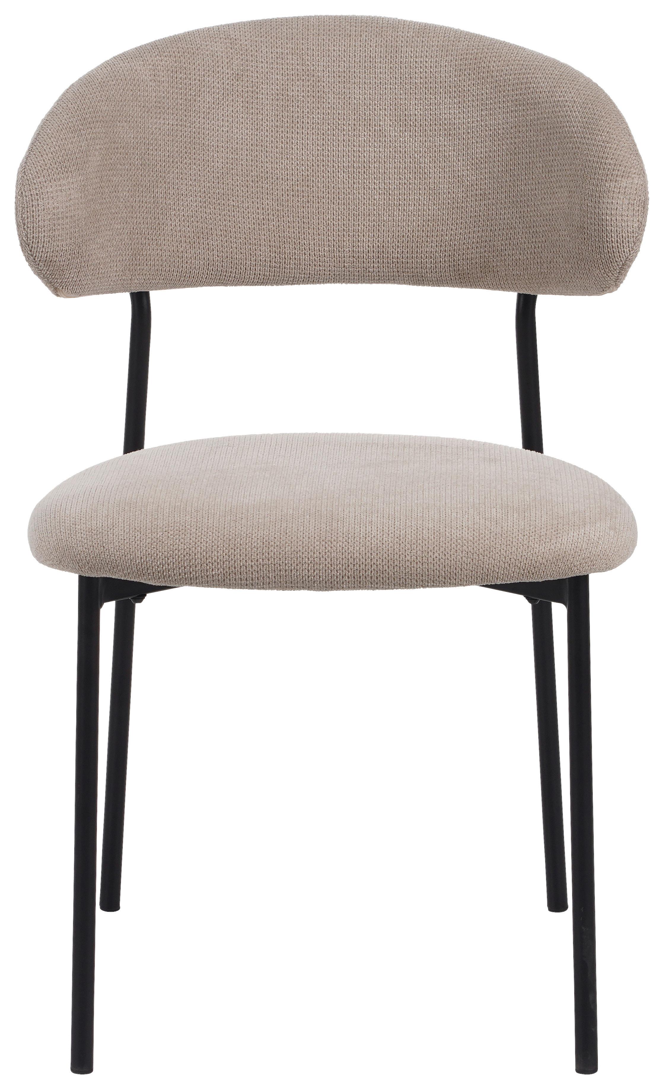 Vierfußstuhl Fenja Webstoff Beige, B: 53 cm - Beige/Schwarz, KONVENTIONELL, Textil/Metall (53/80/57cm) - MID.YOU