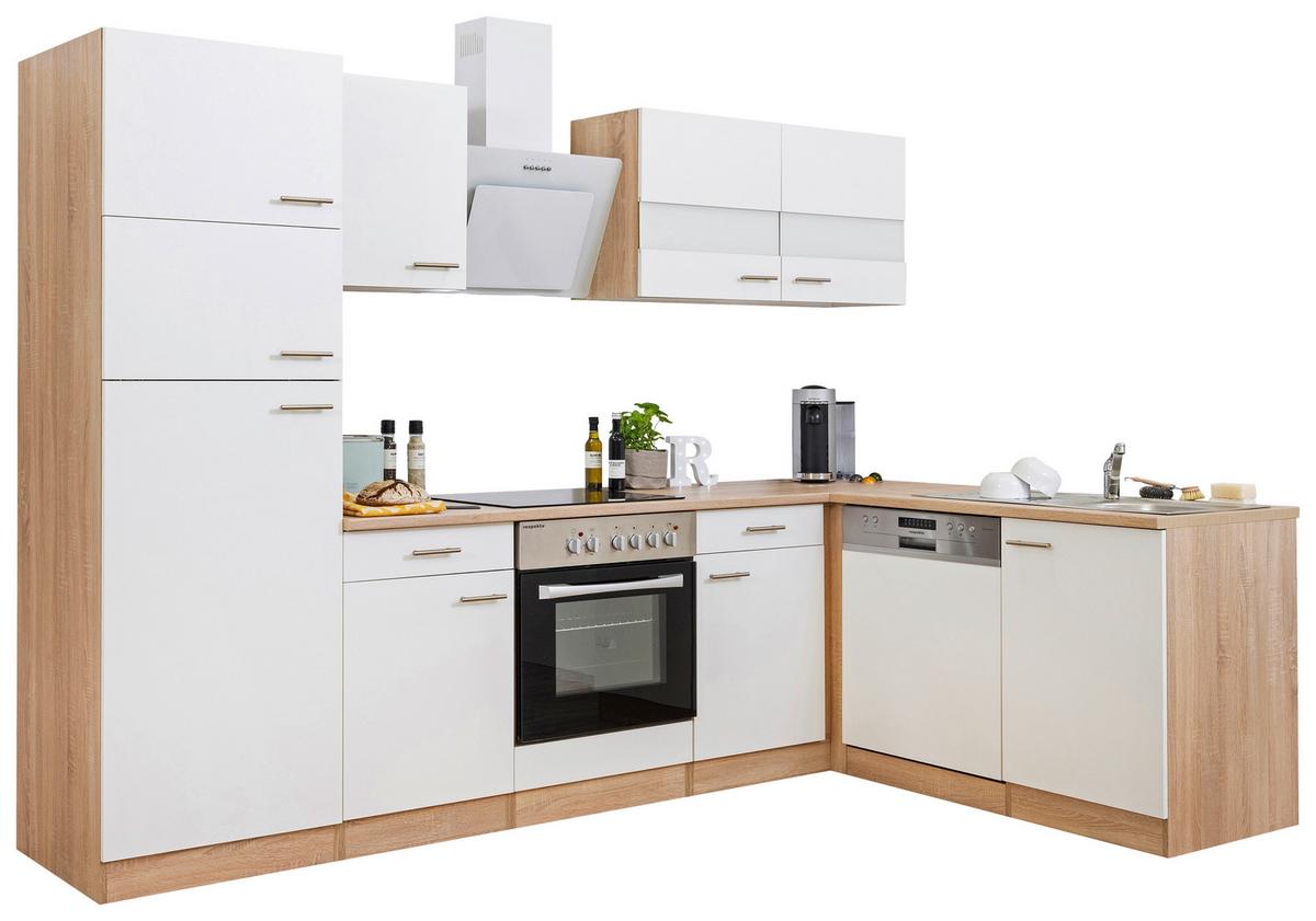 Eckküche 280x172 cm Weiß/Eiche Dekor Modern - Eichefarben/Weiß, Basics, Holzwerkstoff (280/172cm) - Respekta