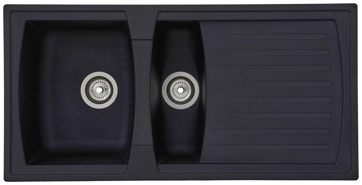 Spüle Respekta Boston Kunststein BxT: 100x50 cm - Schwarz, Trend, Glas/Kunststoff (100/20/50cm) - Respekta