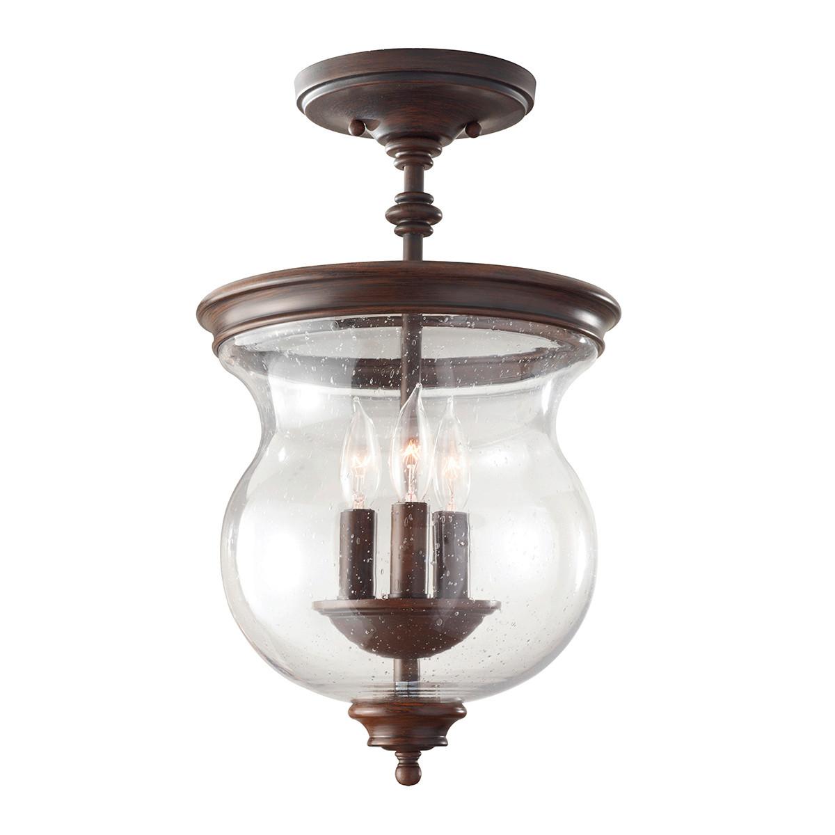 DECKENLEUCHTE FE-PICKERING-LANE-SF - Dunkelbraun/Bronzefarben, Natur, Glas/Metall (25.4/42.7cm) - Elstead Lighting