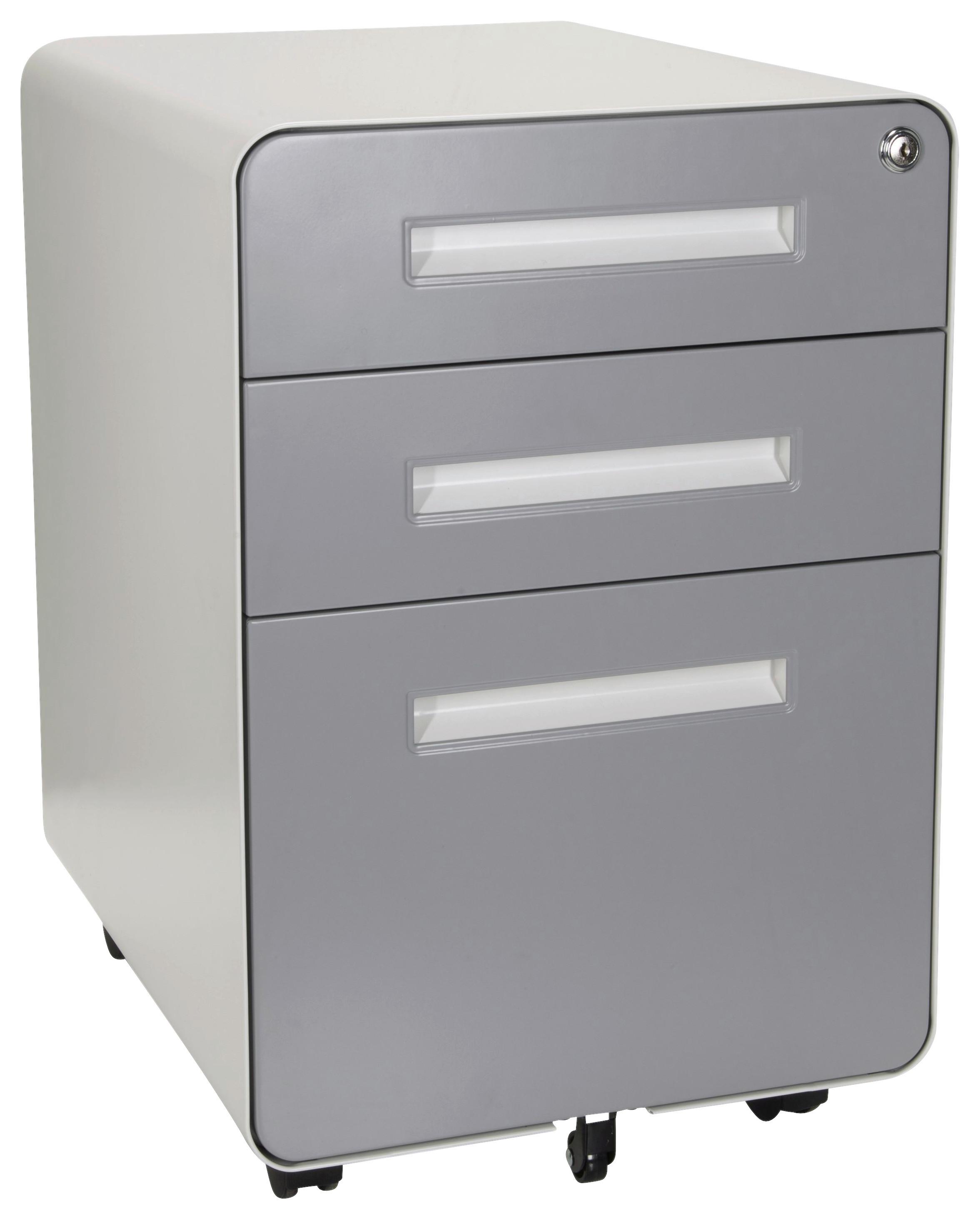 Rollcontainer Color Plus I Grau/Weiß - Weiß/Grau, MODERN, Kunststoff/Metall (40/60/50cm) - MID.YOU