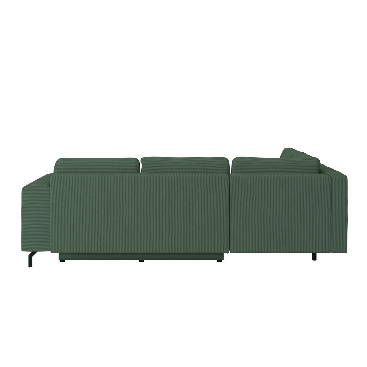 Rohová sedačka VENI, levá, tmavě zelený manšestr - černá/tmavě zelená, Moderní, textil (210/272cm) - Ondega