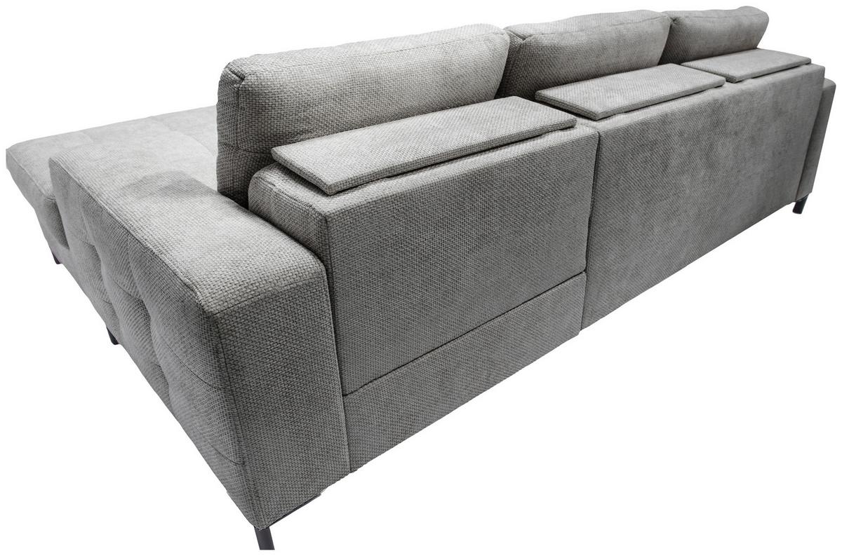 Ecksofa Bonito Grau, Schenkel: 255x176 cm - Schwarz/Grau, Design, Textil (260/176cm) - Livetastic