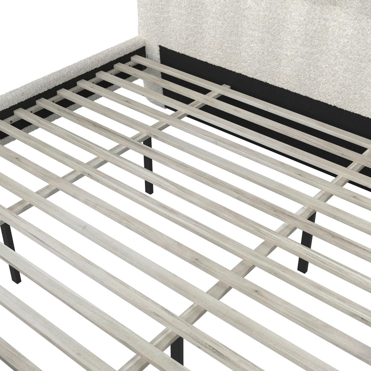 Čalúnená posteľ CLEA 180x200, krémová - svetlohnedá/čierna, Modern, kov/drevo (180/200cm) - Bessagi Home