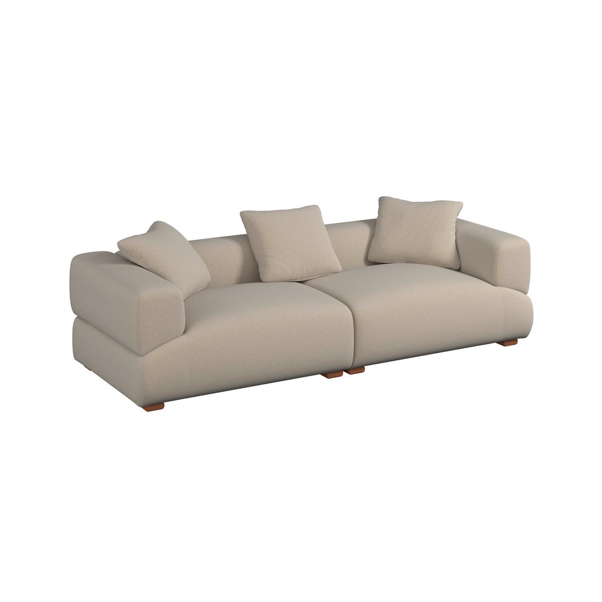 Pohovka TALIA, béžový samet, max.360 kg - khaki/přírodní barvy, Moderní, dřevo/textil (237/61/99cm) - Bessagi Home