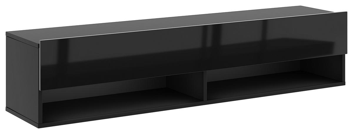 Lowboard Derby 140 - Schwarz Hochglanz/Schwarz, Design, Holzwerkstoff (140/31,5/32,5cm) - Livetastic