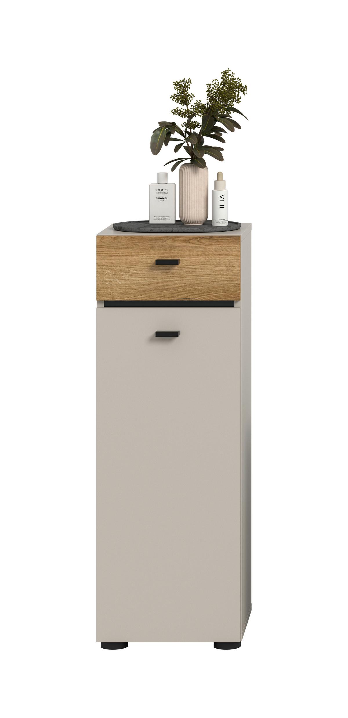 Midischrank Aqua Eichefarben/Kaschmir B: 32cm - Kaschmir/Eichefarben, Trend, Holzwerkstoff (32/91/30cm) - MID.YOU