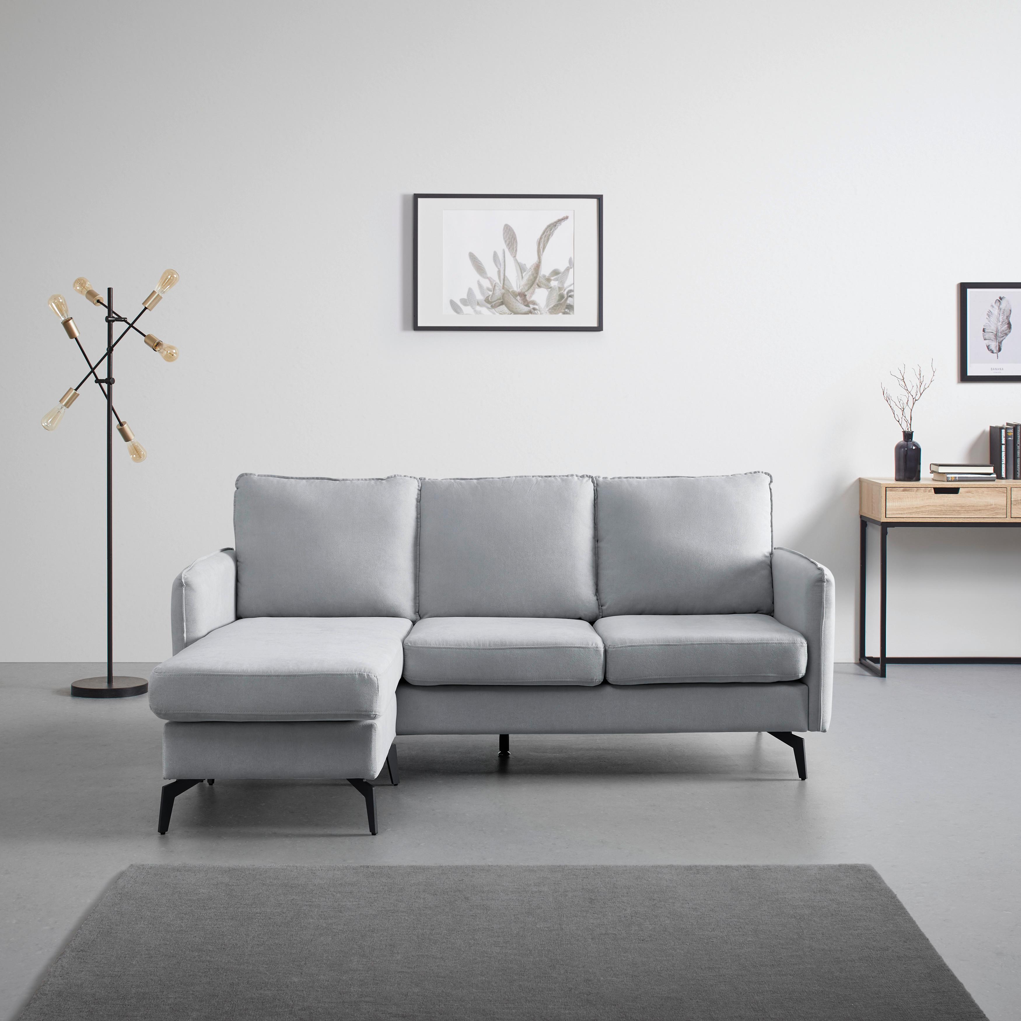 Sedacia Súprava Aurora Sivá - čierna/svetlosivá, Moderný, kov/drevo (193/86/136cm) - Bessagi Home