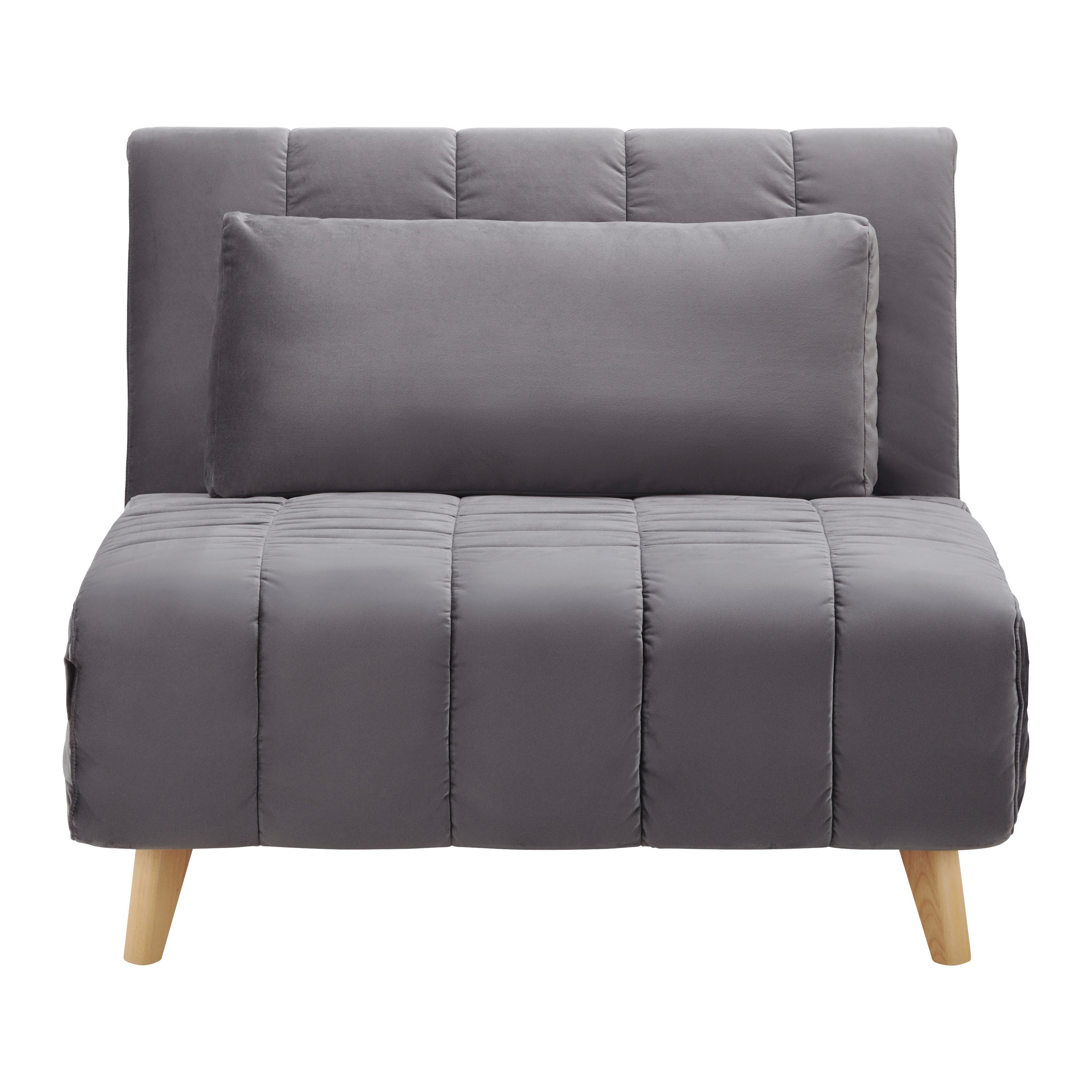 Rozkladacie kreslo Levin - sivé - sivá/prírodná farba, Modern, drevo/textil (103/94/82cm) - P & B