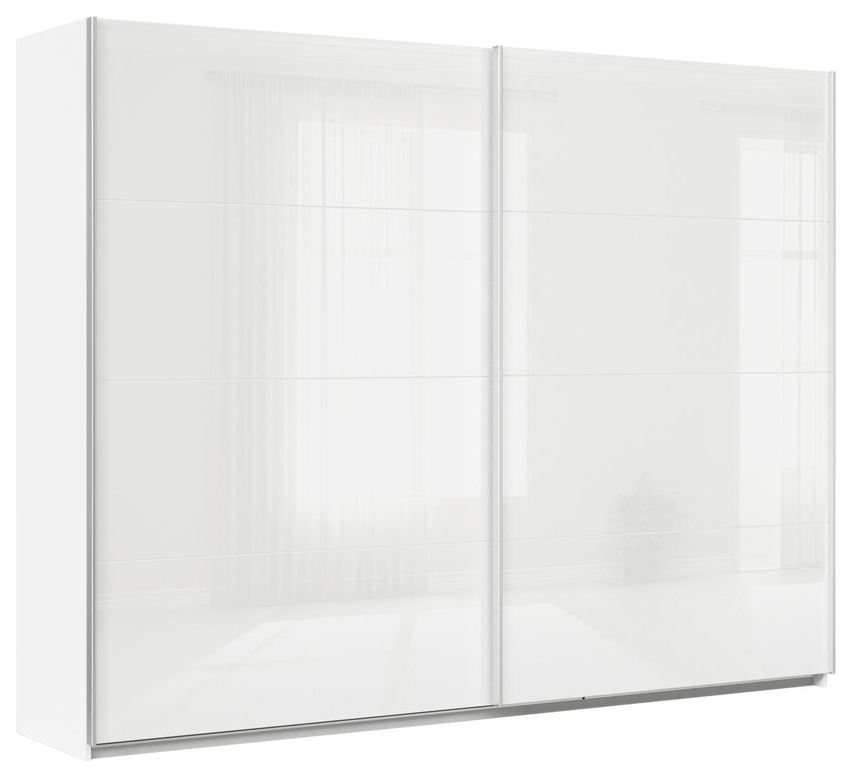 Tolóajtós Szekrény Feldkirch 271/210 Cm - magasfényű fehér/fehér, Modern, faalapú anyag/Üveg (271/210/62cm)